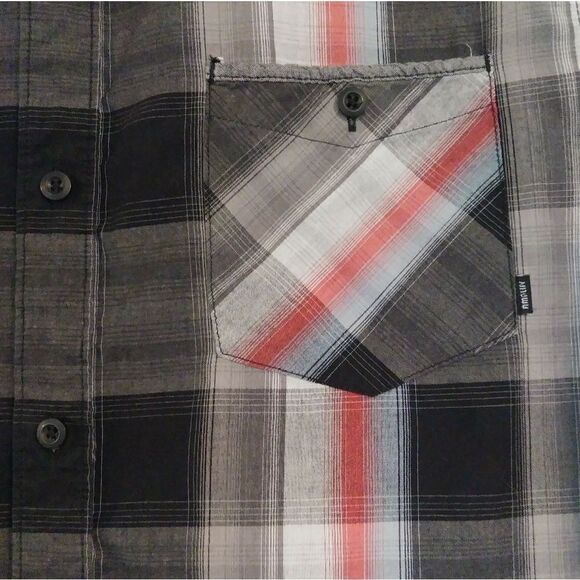 Amplify Grey & Red Plaid Short Sleeve Button Up Shirt - Picture 3 of 6